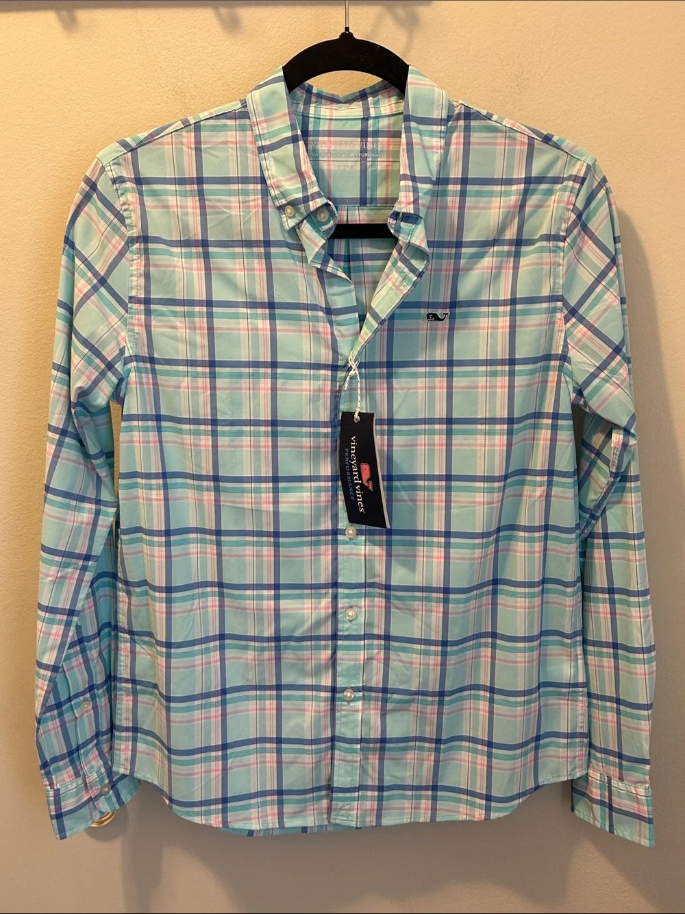 Vineyard Vines boys  Plaid Button-Down Shirt - Aqua, Blue, Pink
